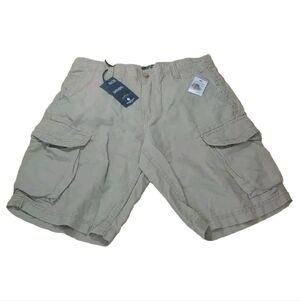 Union Cargo Shorts 30 32/10.5 Linen Cotton Baggy Modern Vintage Beige Gorp Nwt